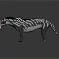 Prehistoric Creature With Black White Stripes Pink Ears Long Snout And Yellow Claws