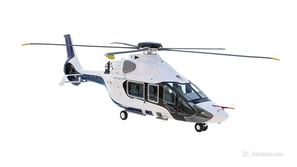 Sleek Modern White Helicopter With Streamlined Fuselage Rotor Blades And Windows 3d model 
