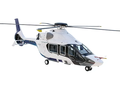Sleek Modern White Helicopter With Streamlined Fuselage Rotor Blades And Windows 3d model