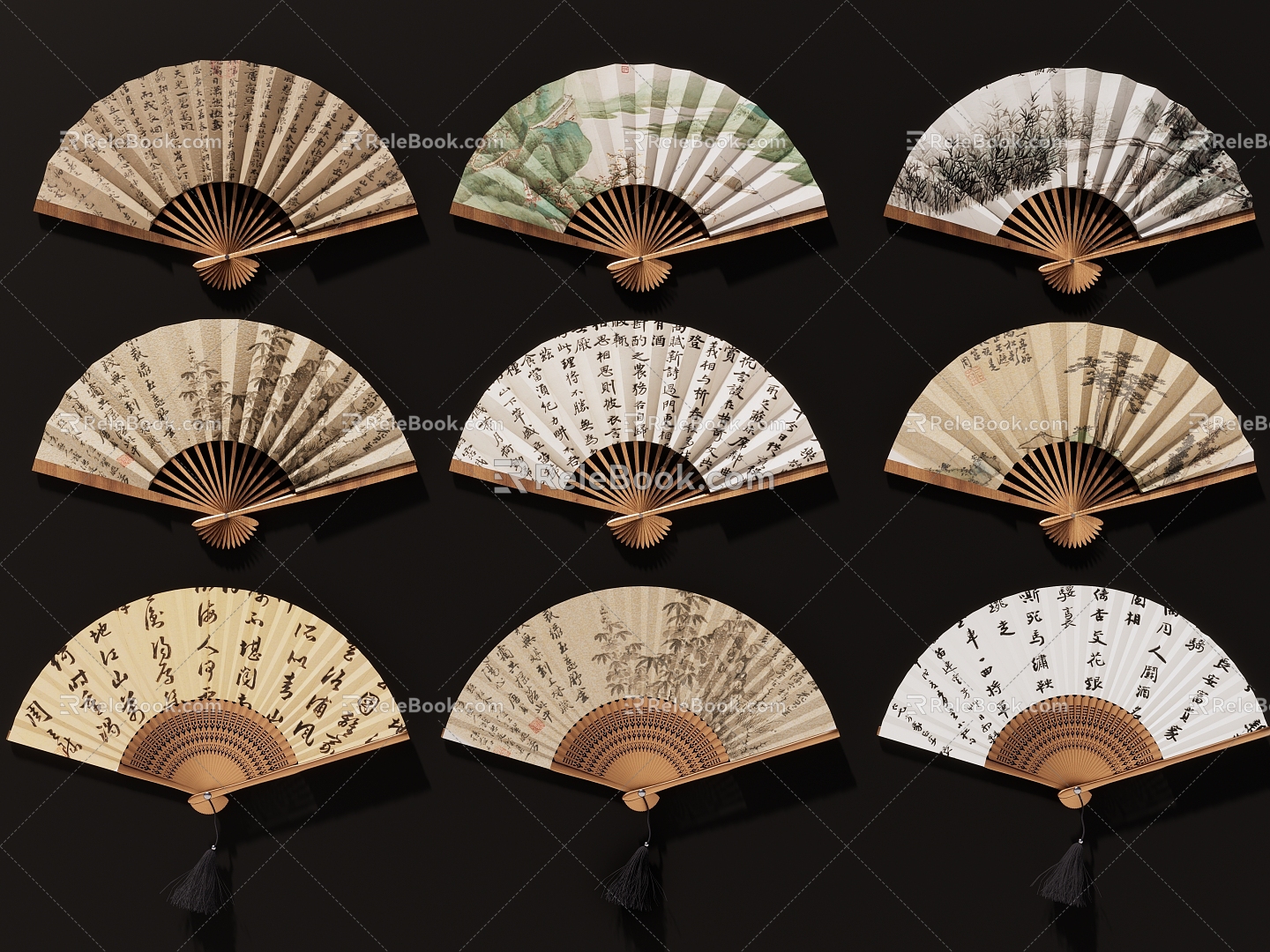 New Chinese Fan Zen Elegant Fan 3d model