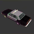 Vintage Black and White Police Sedan With Emergency Lights and Side Markings