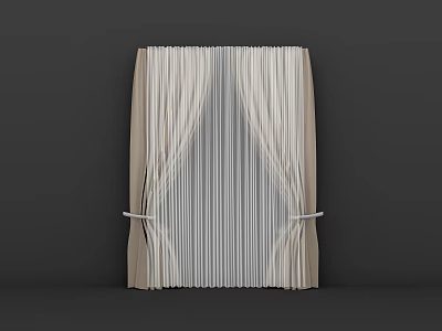 Elegant Beige Window Curtains With Draped Design And Tiebacks For Home Decor 3d model