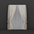 Elegant Beige Window Curtains With Draped Design And Tiebacks For Home Decor