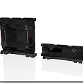Two Black Industrial Metal Rectangular Components With Support Brackets And Bolts