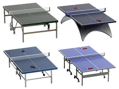 Portable Table Tennis Tables With Wheels Different Colors And Nets Sports Equipment 3d model