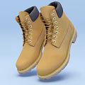 Yellow Dark Gray Leather Lace Up Boots With Sturdy Rubber Sole And Durable Design