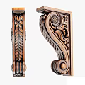 Wooden Decorative Carved Components with Intricate Floral Patterns Round Elements and Leaf Motifs