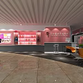 School Display Area Interior Design With Pink Walls Cabinets And Reception Desk