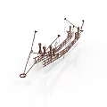 Ancient Sailing Ship Model Crafted with Metal Wire Masts and Rigging 3d model