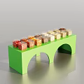 Specialty Store Green Display Stand With Colorful Cube Snacks And Arch Design