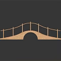 Traditional Arched Wooden Garden Bridge With Railings And Step Planks