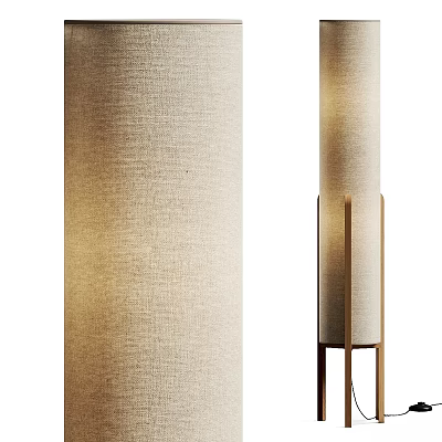 Modern Minimalist Floor Lamp With Linen Shade And Metal Stand For Home Decor 3d model