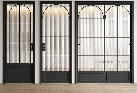 French Changhong glass door single door swing door sliding door 3d model