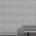 Modern Textured White Leaf Relief Pattern Sofa Background Wall With Light Gray Sofa 3d model