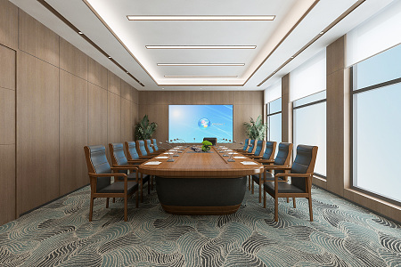 Modern Meeting Room Company Office Government Meeting Room Meeting Table and Chair Combination Meeting Table Decorative Cabinet Carpet Wall Panel 3d model