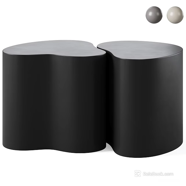 Modern Black Coffee Table With Unique Connected Curved Design And Smooth Surface 3d model