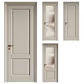 Light Colored Hinged Doors Design With Glass And Solid Panels Brass Handles