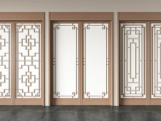 New Chinese-style sliding door 3d model