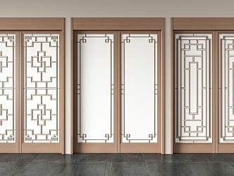 New Chinese-style sliding door 3d model