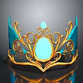 Ornate Gold Crown With Blue Gemstones And Intricate Decorative Design