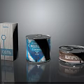 Different Food Containers Including Salt Box Milk Herring And Brown Can On Reflective Surface