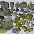 Modern stone block rock landscape sketch courtyard stone landscape stone group head combination 3d model