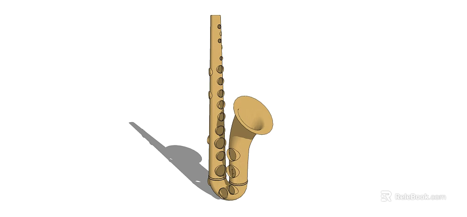 Yellow Saxophone Musical Instrument 3D Model with Art Tool Design Decoration Elements 3d model 