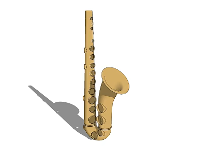 Yellow Saxophone Musical Instrument 3D Model with Art Tool Design Decoration Elements 3d model