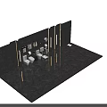 Modern Bathroom Interior With Different Toilets Towel Racks Mirror Trash Bin And Toilet Paper Holder