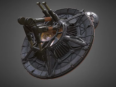 Industrial Mechanical Device Featuring Circular Base Metallic Gears Brackets And Central Mechanism 3d model