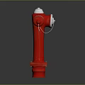Red Fire Hydrant With White Top Valve And Reflective Base On Dark Background 3d model