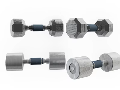 Fitness Equipment Metal Dumbbells In Various Shapes For Home Gym Training 3d model