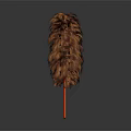 Soft Brown Feather Duster With Orange Handle For Household Cleaning Use 3d model