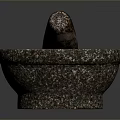 Textured Stone Mortar And Pestle With Natural Patterns For Grinding Spices As Kitchen Essential