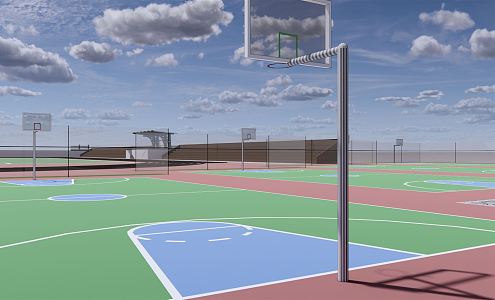 modern stadium school playground standard playground grandstand basketball court 3d model