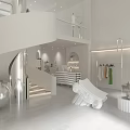 Modern Clothing Store Interior With White Design Curved Arches Mannequins And Clothes