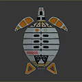 Futuristic 3D Spaceship Model With White Orange Design Circular Windows And Thrusters