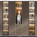 Modern Wine Cabinet With Glass Doors LED Lighting And Decorative Storage
