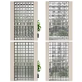 Modern Decorative Wall Designs With Glass Block Brick Patterns And Green Plants