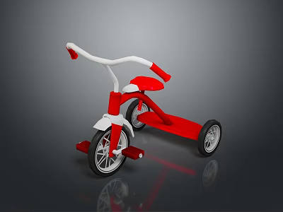 Red And White Children's Tricycle With Simple Design And Three Wheels 3d model