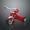 Red And White Children's Tricycle With Simple Design And Three Wheels