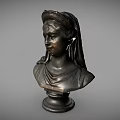 Classical Bronze Female Bust Sculpture With Detailed Facial Features And Bronze Base