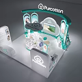 Purcotton Exhibition Booth Design With Curved Top Glass Cabinets And Product Displays