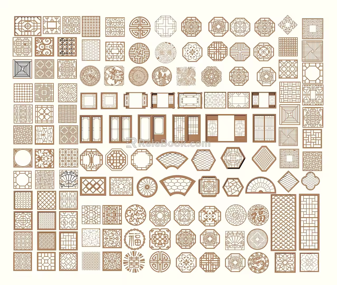 Hollow Window Carved Pattern Hollow Window Grid Wall Grid Window Antique Leaky Window Pane Angle Flower Carved 3d model