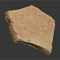 Natural Orange Stone with Grid Surface Scratches and Wood Material in Raw State