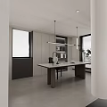 Modern Living Dining Room Interior With Large Windows Curtains Sofa And TV Wall