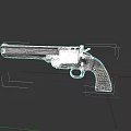 Vintage Revolver Firearm With Wooden Grip And Classic Metal Barrel Design