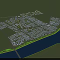 Comprehensive Aerial Planning of Urban Area with River and Road Network and Building Clusters