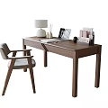 Modern Desk and Chair Combination Desk 3d model