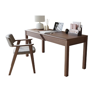 Modern Desk and Chair Combination Desk 3d model